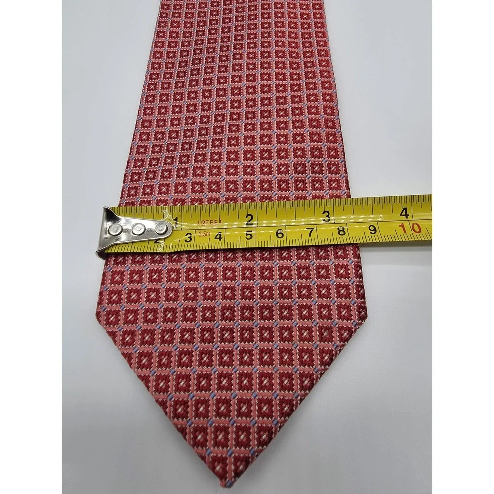 Brooks Brothers Red Pink Blue Geometric 100% Silk Tie 57